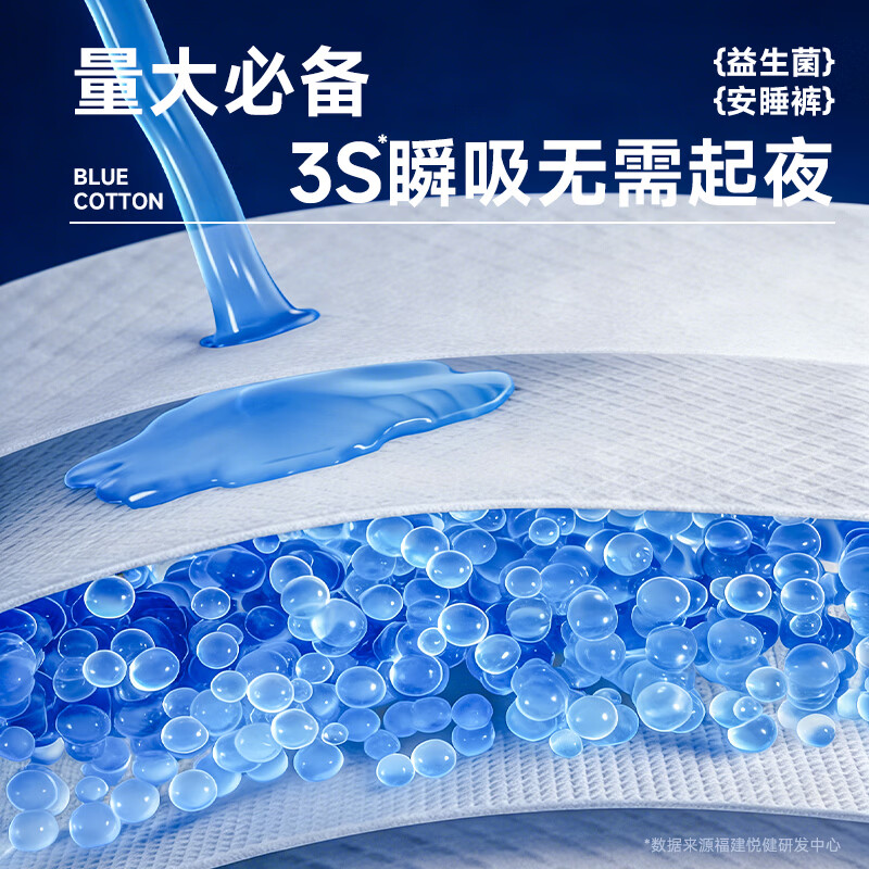 蓝棉花安睡裤消毒级卫生巾一次性益生菌卫生安心裤拉拉裤防漏夜安裤m码 M 16条 80-110斤 【含赠1条】