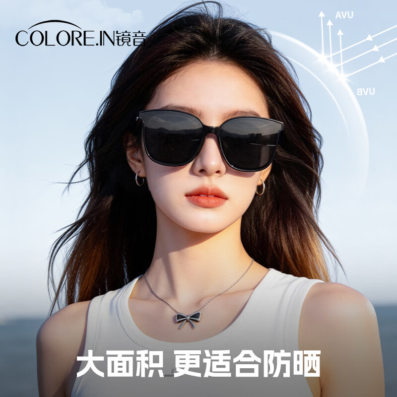 colore.in墨镜女款防晒防紫外线偏光太阳镜高级感方圆脸显脸小开车驾驶眼镜 Jacki-黑框灰片【百搭爆款+防紫外线】店长推荐