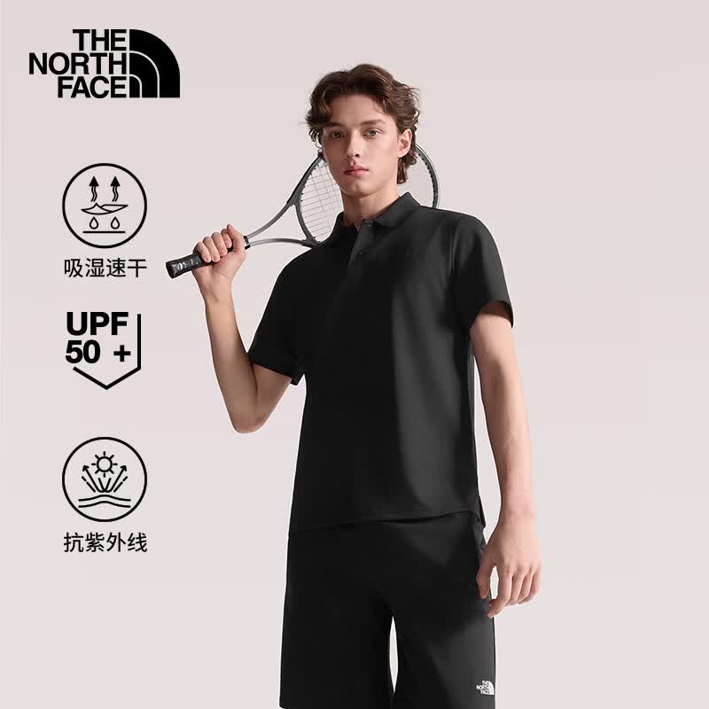北面（The North Face）POLO衫男户外运动休闲防晒速干T恤春夏短袖商务半袖 7WD2 JK3 XL