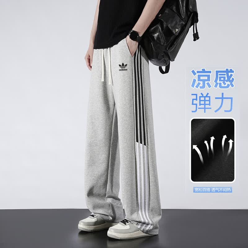 三叶草贝壳头裤子男夏季新款运动长裤刺绣LOGO百搭透气大码休闲裤宽松直筒卫裤 藏青色 942A 5XL 建议体重200-220斤