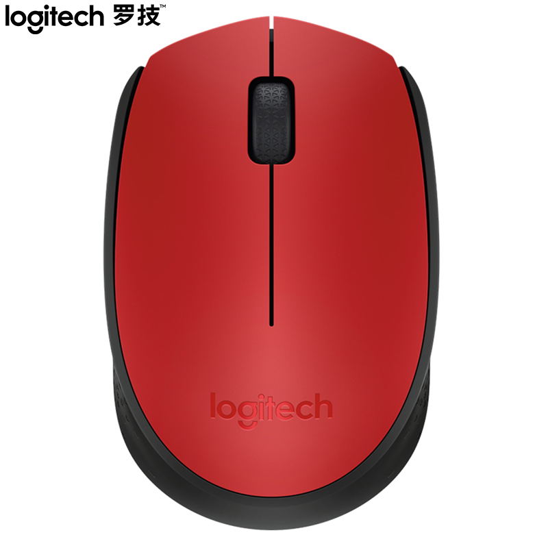 罗技（Logitech）M170鼠标 无线鼠标 办公鼠标 对称鼠标 红色 带无线2.4G接收器
