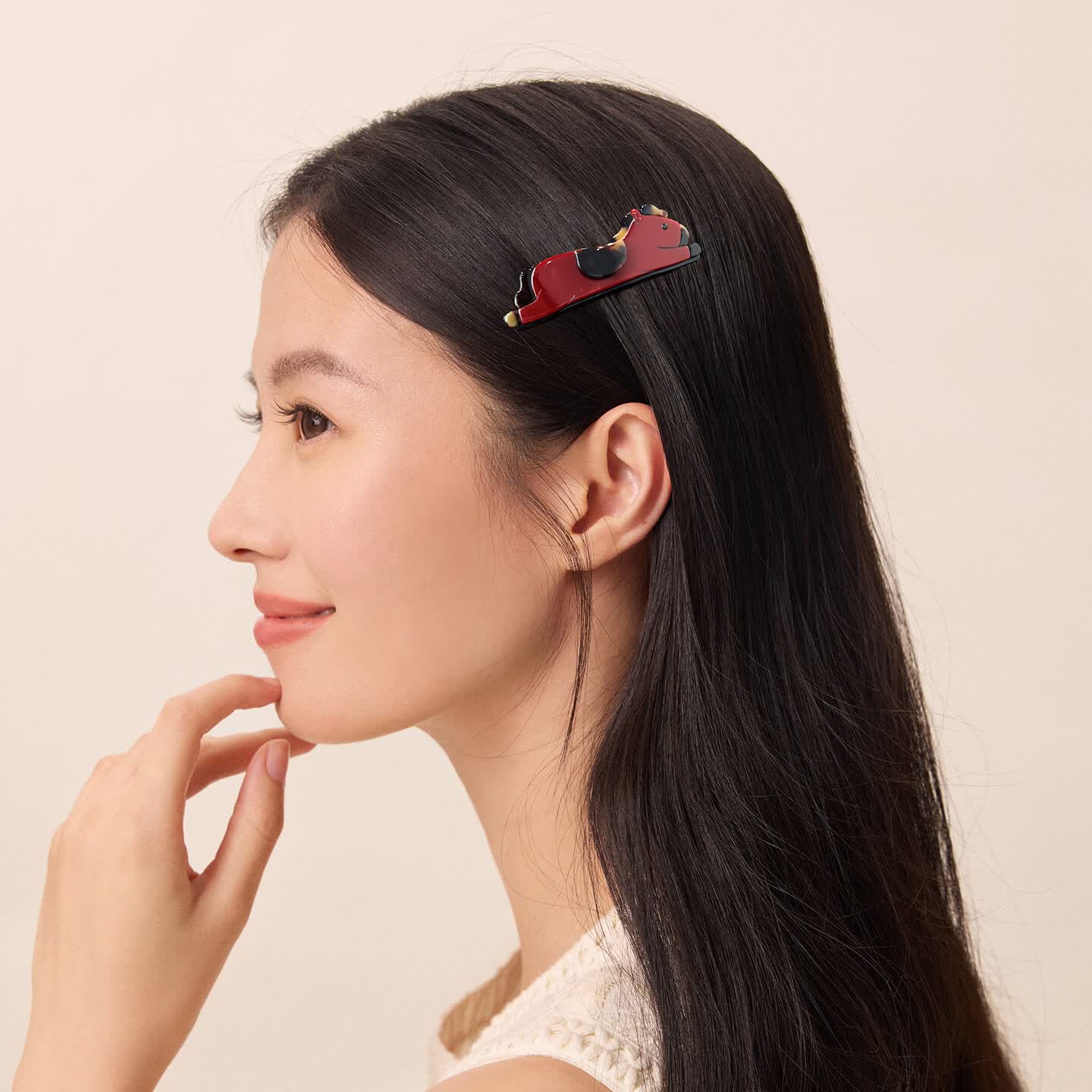 奇美拉高端小马刘海发夹女2026年新款高级感侧边夹发卡夹子头饰 玳瑁色 1个