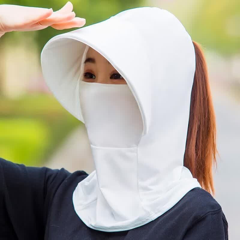 全脸遮阳帽子女夏季防晒帽防晒户外骑行护颈面罩太阳帽薄款 粉色【1个】冰丝大檐帽