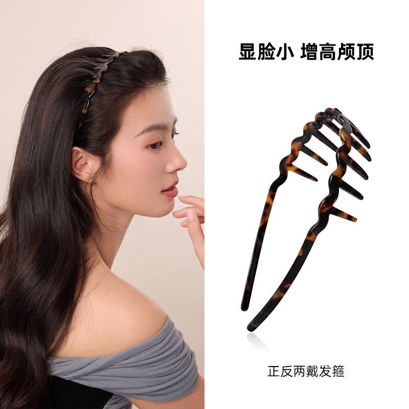 奇美拉天王嫂同款蓬松高颅顶醋酸发箍女2026新款简约长齿头箍发卡头饰 玳瑁色 1个