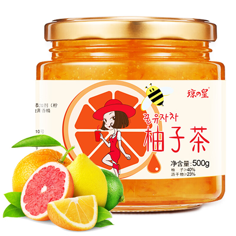琼皇蜂蜜柚子茶500g 冲调饮品饮料果味酱水果茶韩国风味 新鲜日期无防腐剂
