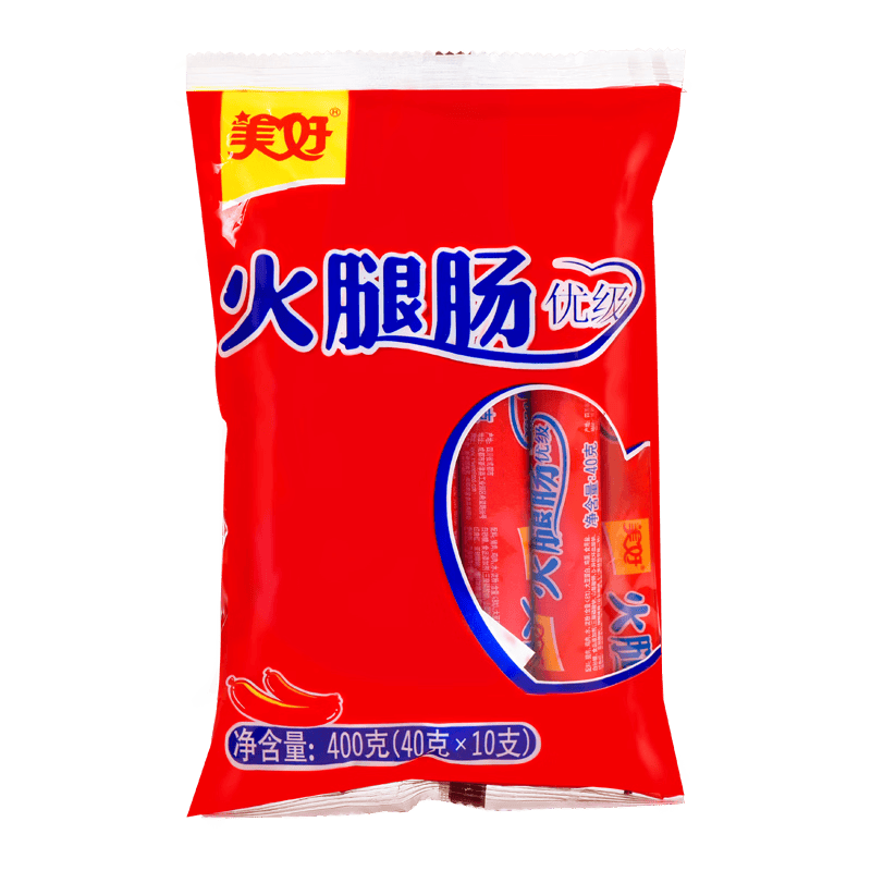 美好 优级火腿肠40g*10即食香肠零食烧烤煎炸肠四川火锅必备钵钵鸡