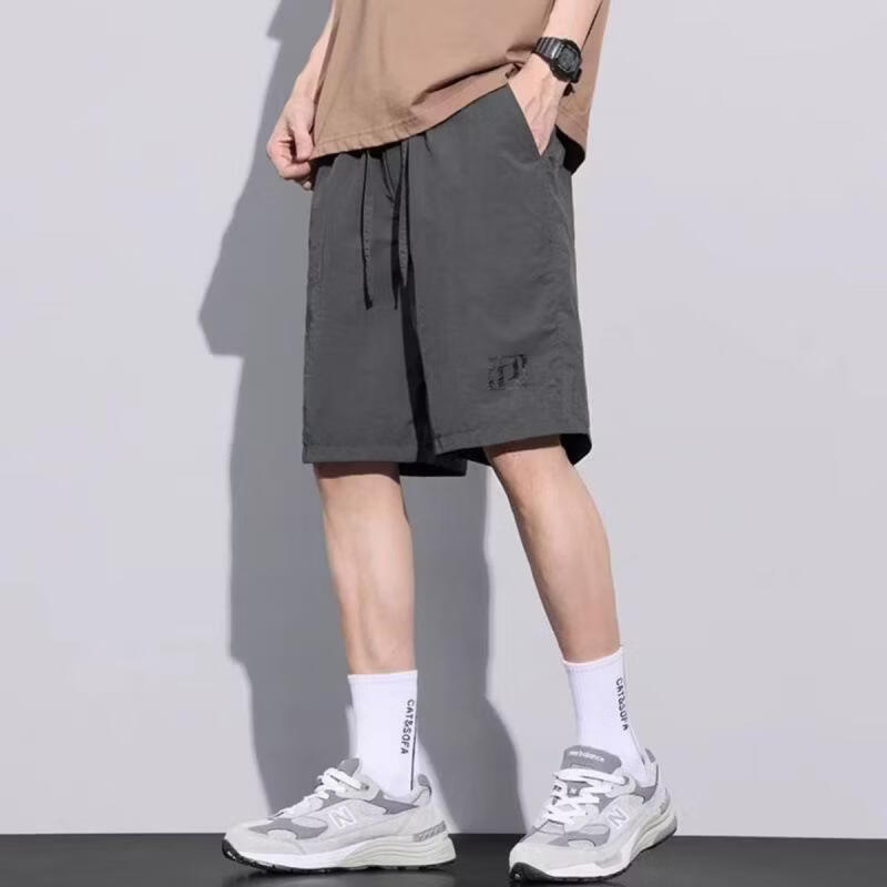 布卡澜琦工装短裤男士夏季冰丝运动外穿薄款速干休闲五分裤中裤短裤男裤夏 K129【卡其+深灰】2条装 M （建议80-95斤）