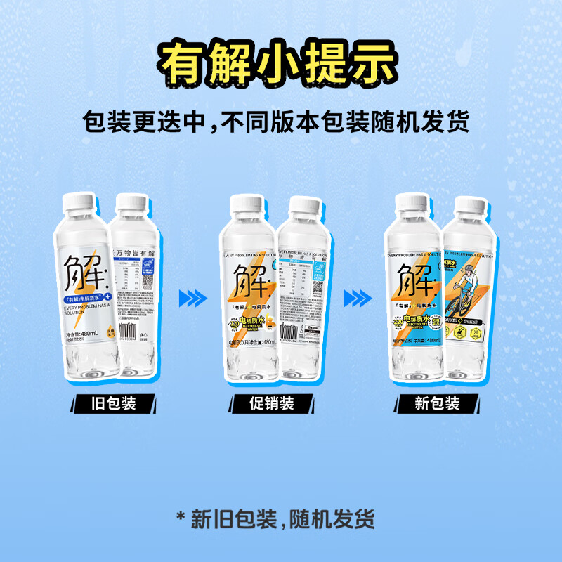 屈臣氏(Watsons)无糖有解电解质水运动0糖饮料补充身体水分功能饮料480mL*15瓶
