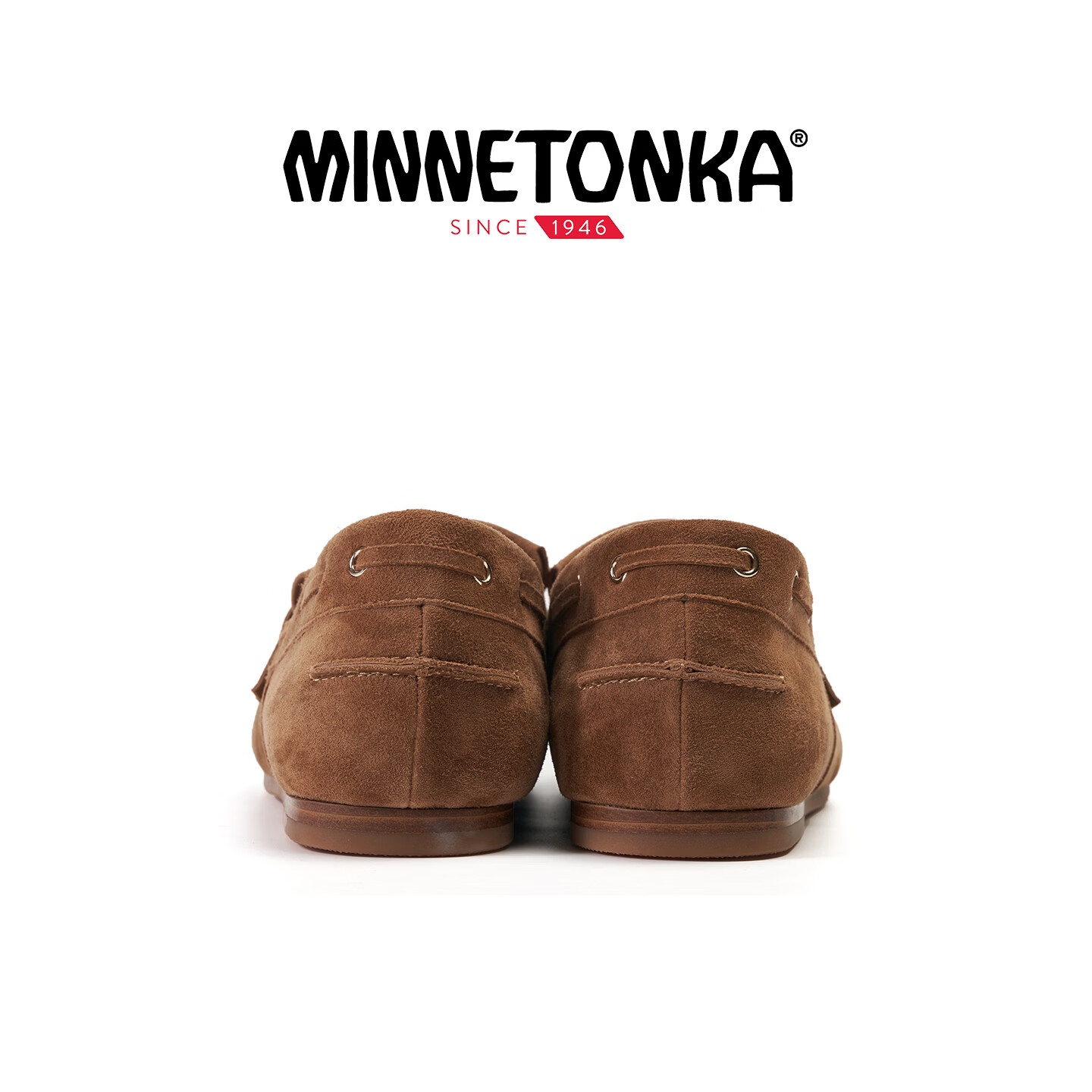 迷你唐卡(Minnetonka)26春夏复古反绒皮流苏乐福鞋一脚蹬豆豆女鞋 C010101-BRN 40