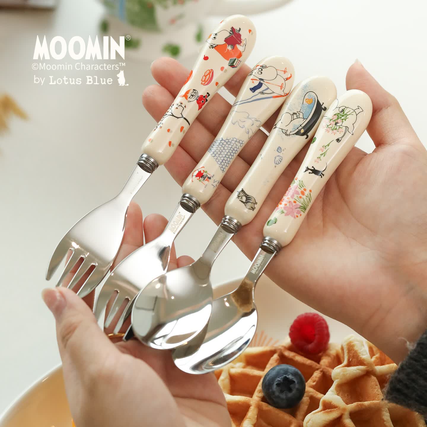 蓝莲花餐具moomin姆明不锈钢勺子食品级2026新款儿童甜品勺高颜值 春之旅｜moomin餐勺