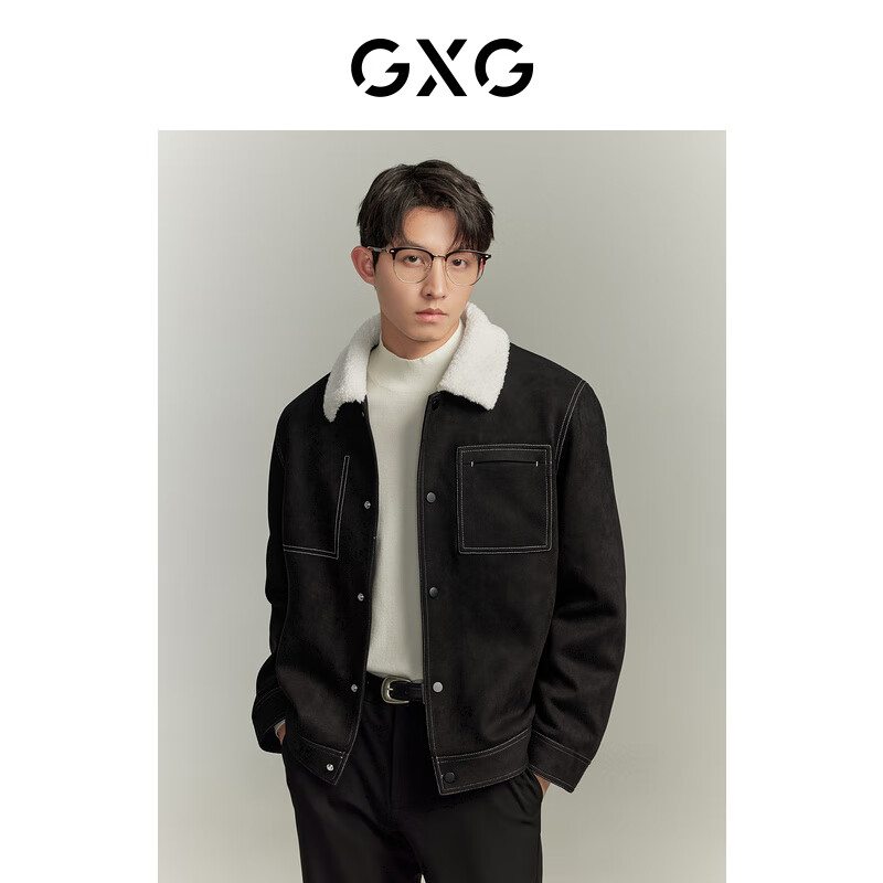 GXG��װ 2023�궬���¿���ʽ�п�ײɫ����Ƥ�޼п������� ��ɫ1 L