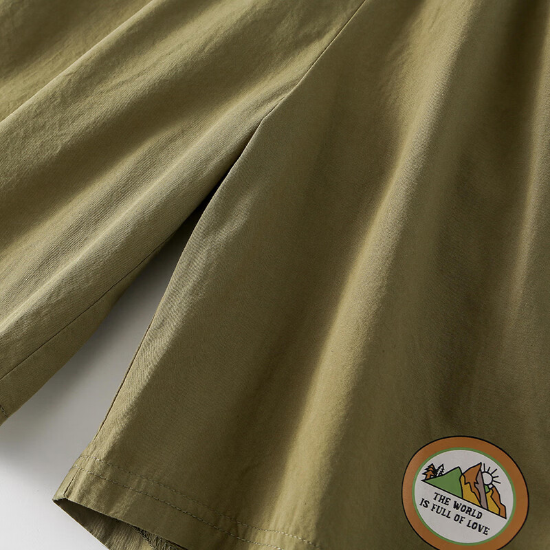 棉花堂（cottontown）【100%棉】棉花堂童装儿童梭织五分裤男童短裤女童抗菌纯棉裤子 军绿 90 90/50