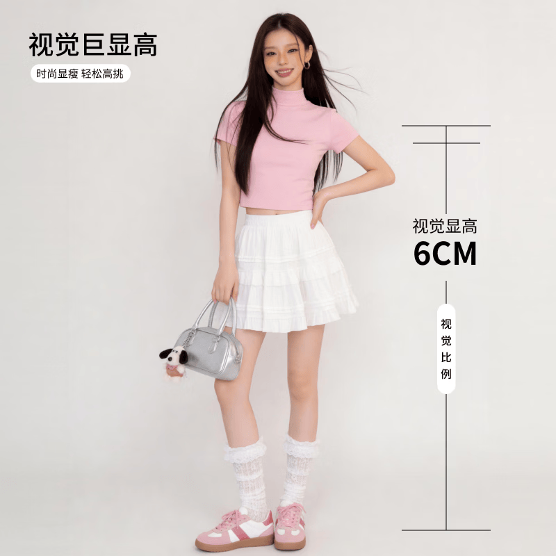 【京东直采】白色蕾丝超短裙女春夏新款芭蕾风蛋糕高腰a字半身裙 白色 M 【推荐96-110】