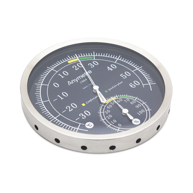 美德時(shí)室內家用溫度計高精度溫度濕度計不銹鋼TH603溫度計免電池 藍底