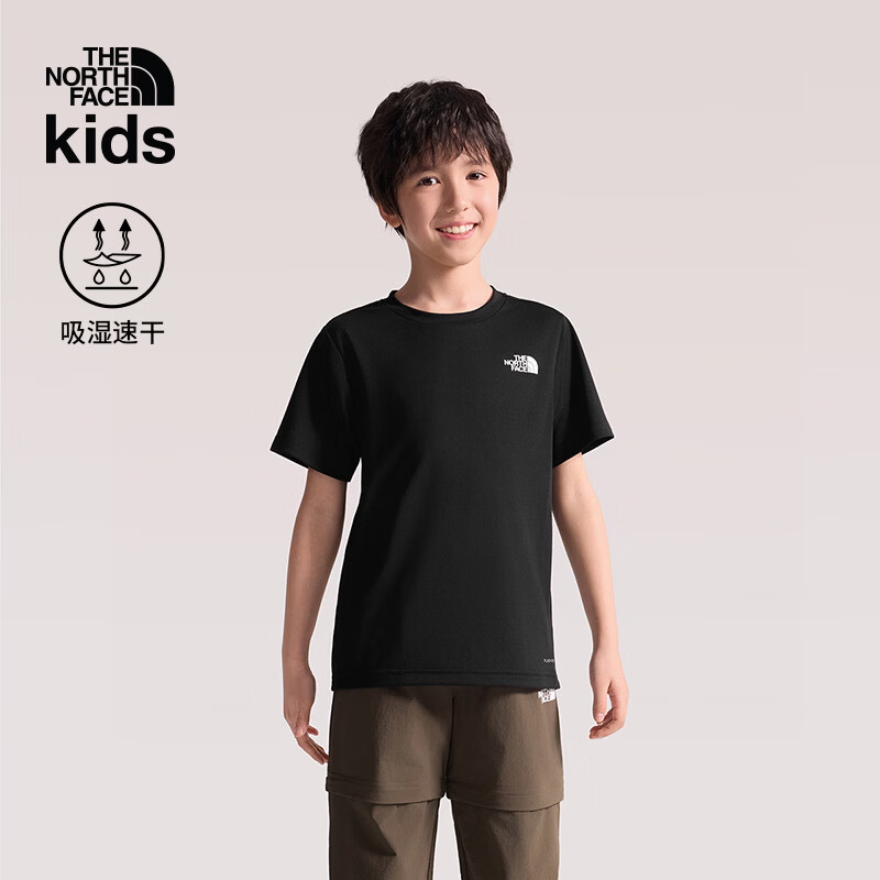 北面（The North Face）童装儿童男女速干短袖T恤户外透气|8DF2 JK3/宇宙黑 150 (L) （150/72）