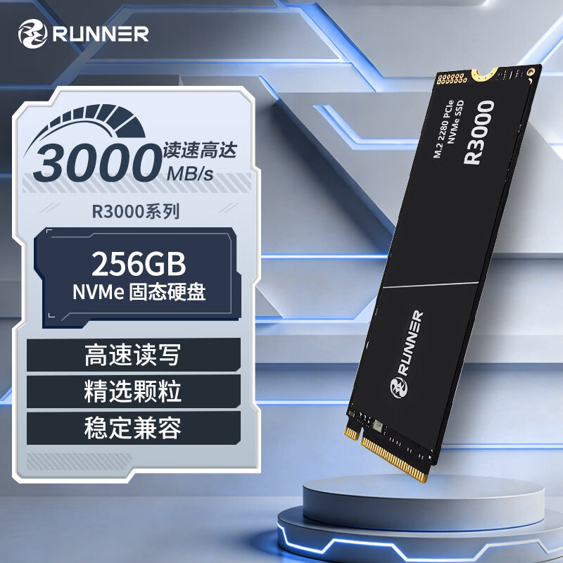 奔跑者（Runner）256GB SSD固态硬盘 M.2接口(NVMe协议)PCIe 3.0x4 R3000系列 读速3000MB/S