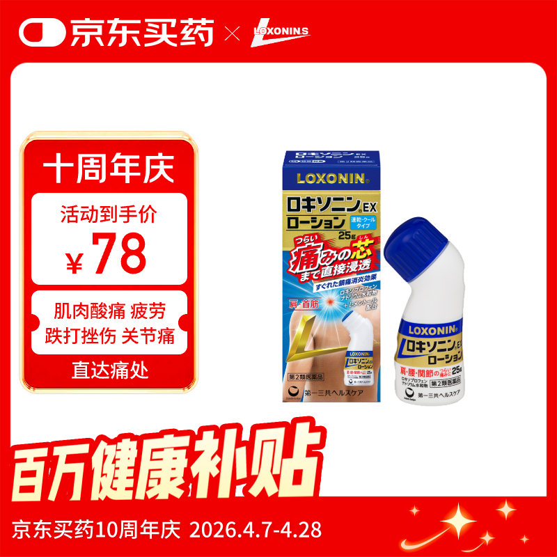LOXONIN乐松第一三共跌打损伤药消肿止痛药水手指腱鞘炎关节疼痛专用药洛索洛芬EX25g钠日本进口