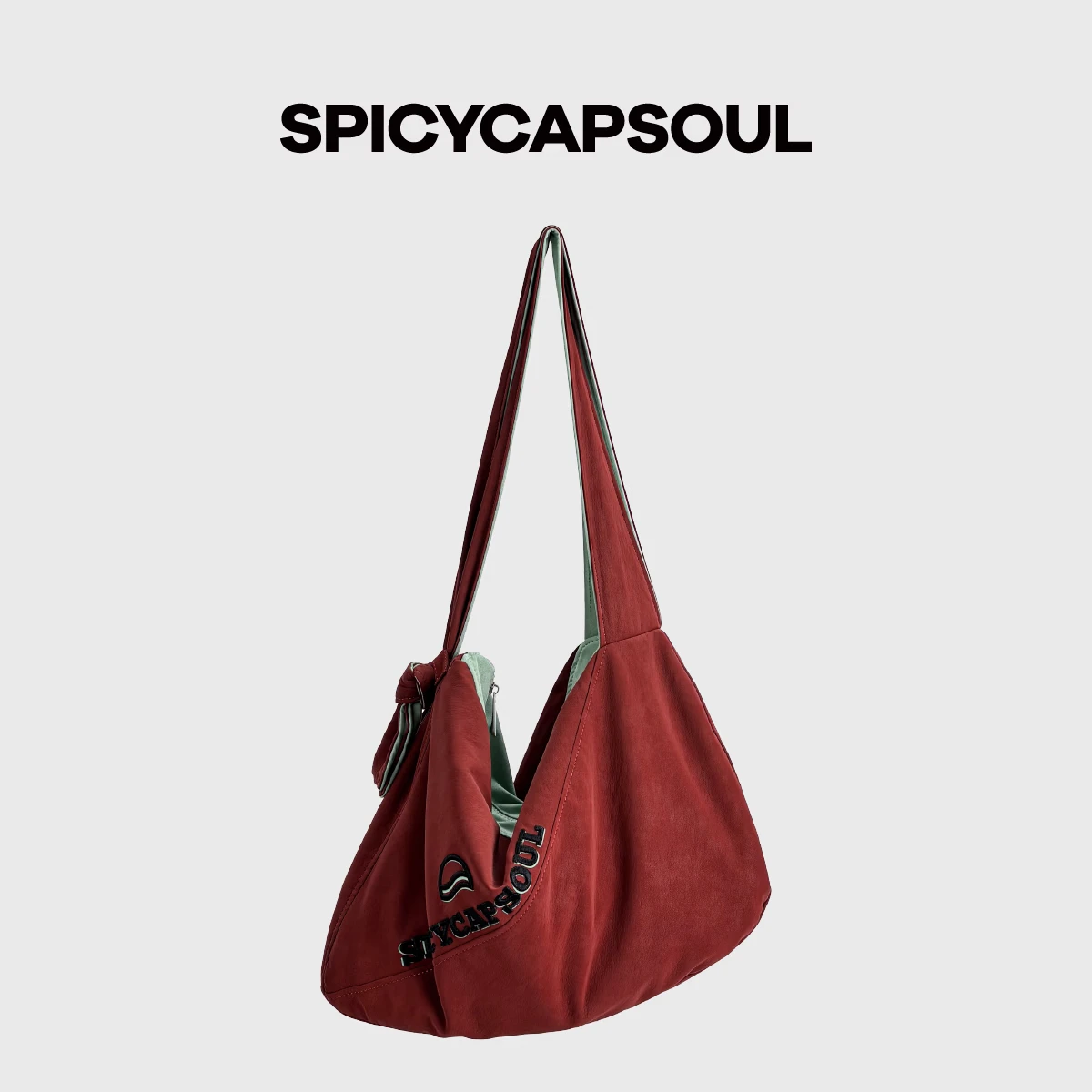 SPICYCAPSOUL【揪揪托特】池金物蛋白PU配绒布拼色绑结小众单肩斜挎托特包 【揪揪托特】乌木棕