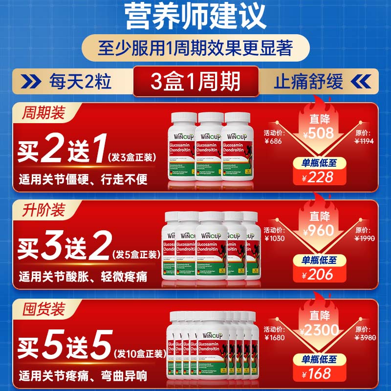 Wincup德国氨糖软骨素文卡普骨生元高补钙片中老年骨质疏松缓腰腿疼抽筋 初步体验【不推荐】 90粒*1瓶