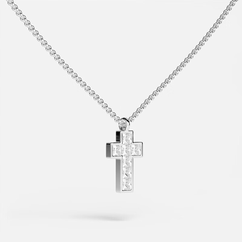 apm[春季新品]APM Monaco银白色密镶十字可调节项链个性摩登首饰礼物 密镶十字可调节项链(可调节至48 cm)