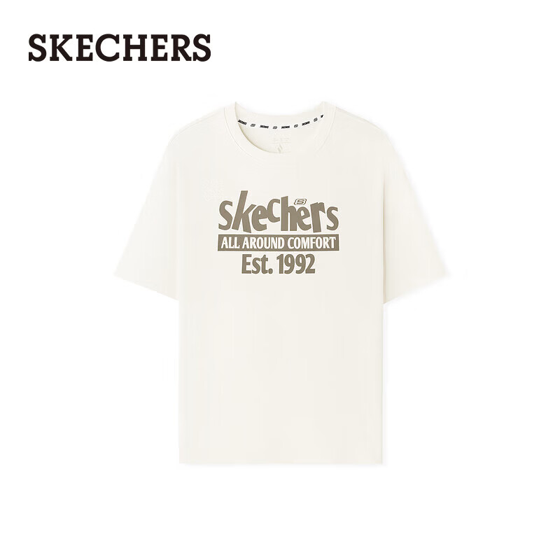 斯凯奇（Skechers）中性短袖衫休闲百搭L225U144 棉花糖白/0074 3XL