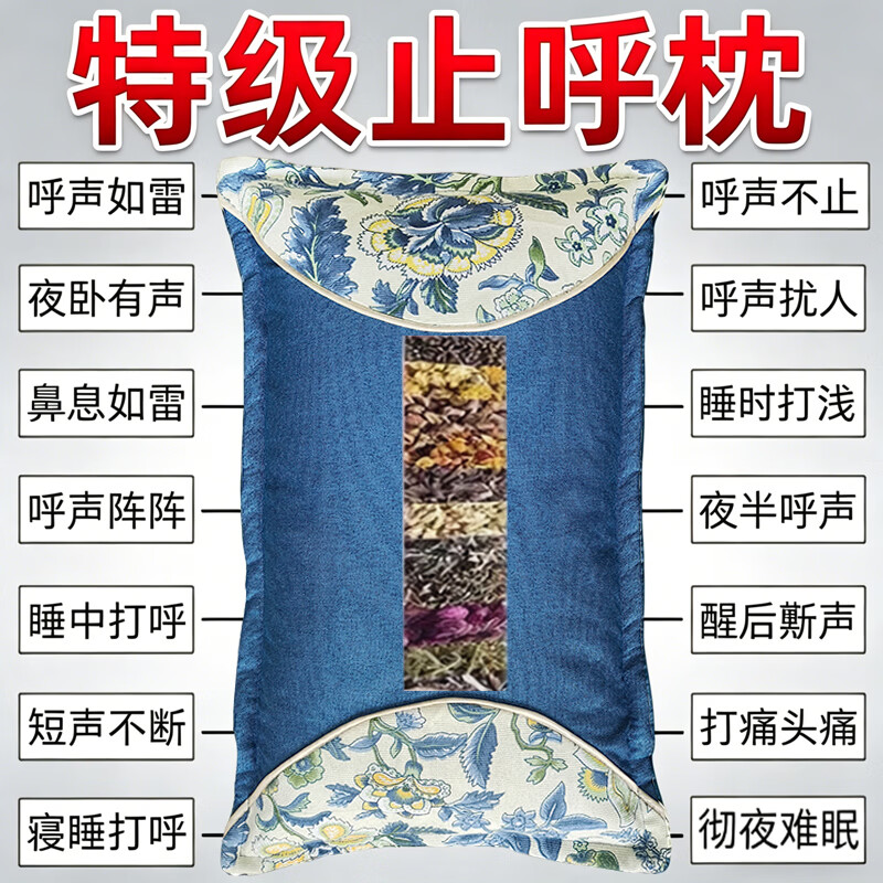防打呼噜专用枕头助睡眠专治止鼾神器深度睡眠中药枕鼻腔呼吸枕头 【99味中草药】 止鼾枕 单只