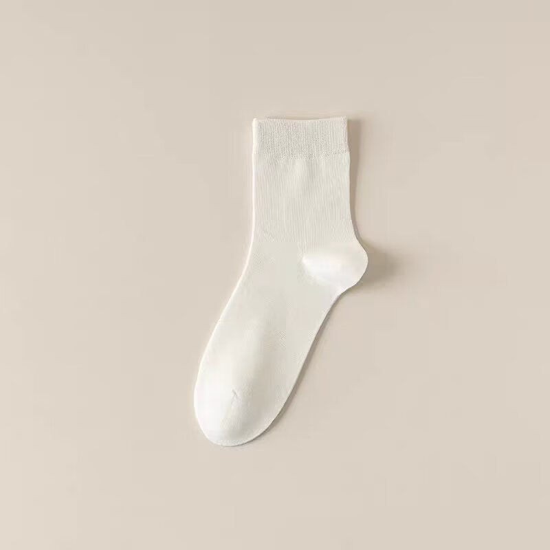 丞贵袜子女中筒无骨袜吸汗苎麻袜夏季纯色棉麻百搭中筒袜运动男透气袜 5双盒装混色棉麻男袜 均码