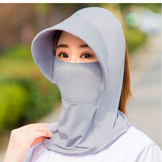 全脸遮阳帽子女夏季防晒帽防晒户外骑行护颈面罩太阳帽薄款 粉色【1个】冰丝大檐帽