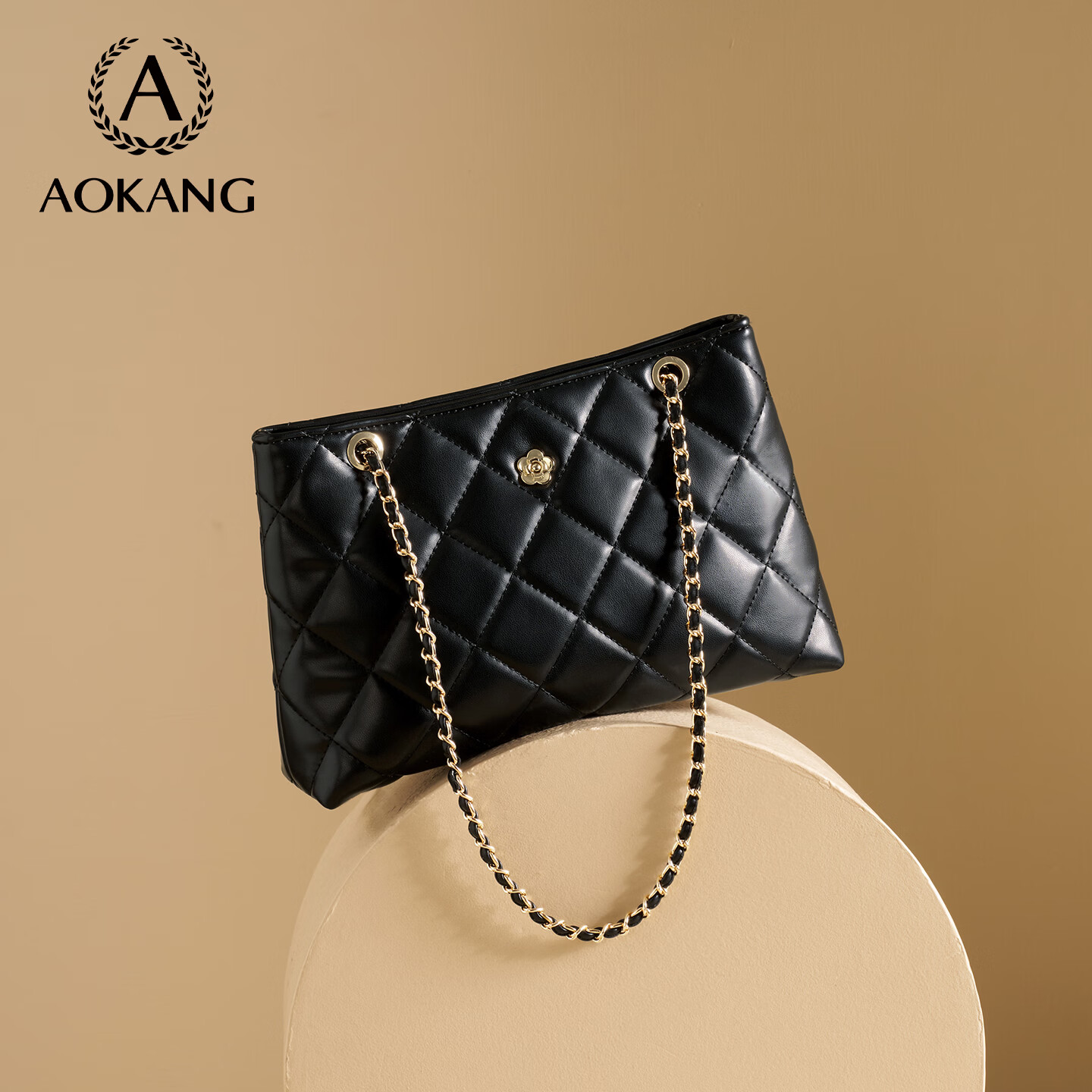 奥康（Aokang）包包女包托特单肩包经典复古斜挎包手提包生日母亲节礼物送妈妈 经典黑BG704069