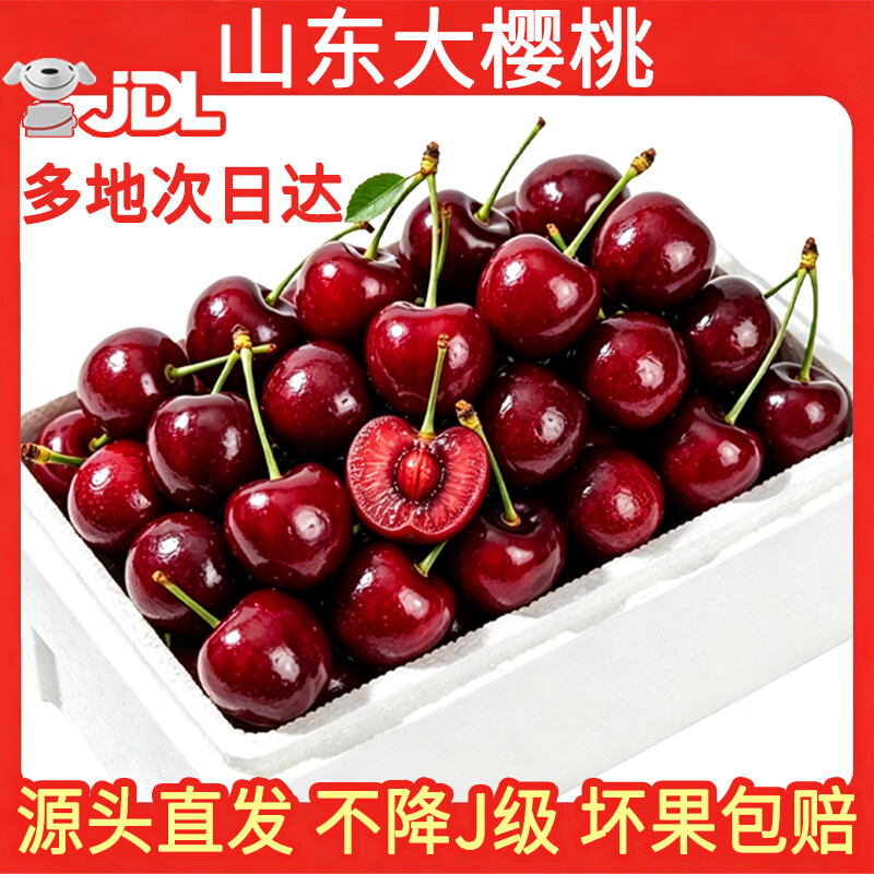 果伦滋正宗山东大樱桃 国产车厘子【JD多地次日达】当季新鲜水果整箱 4斤(净重) 优选单果20-26mm 整箱4-5斤