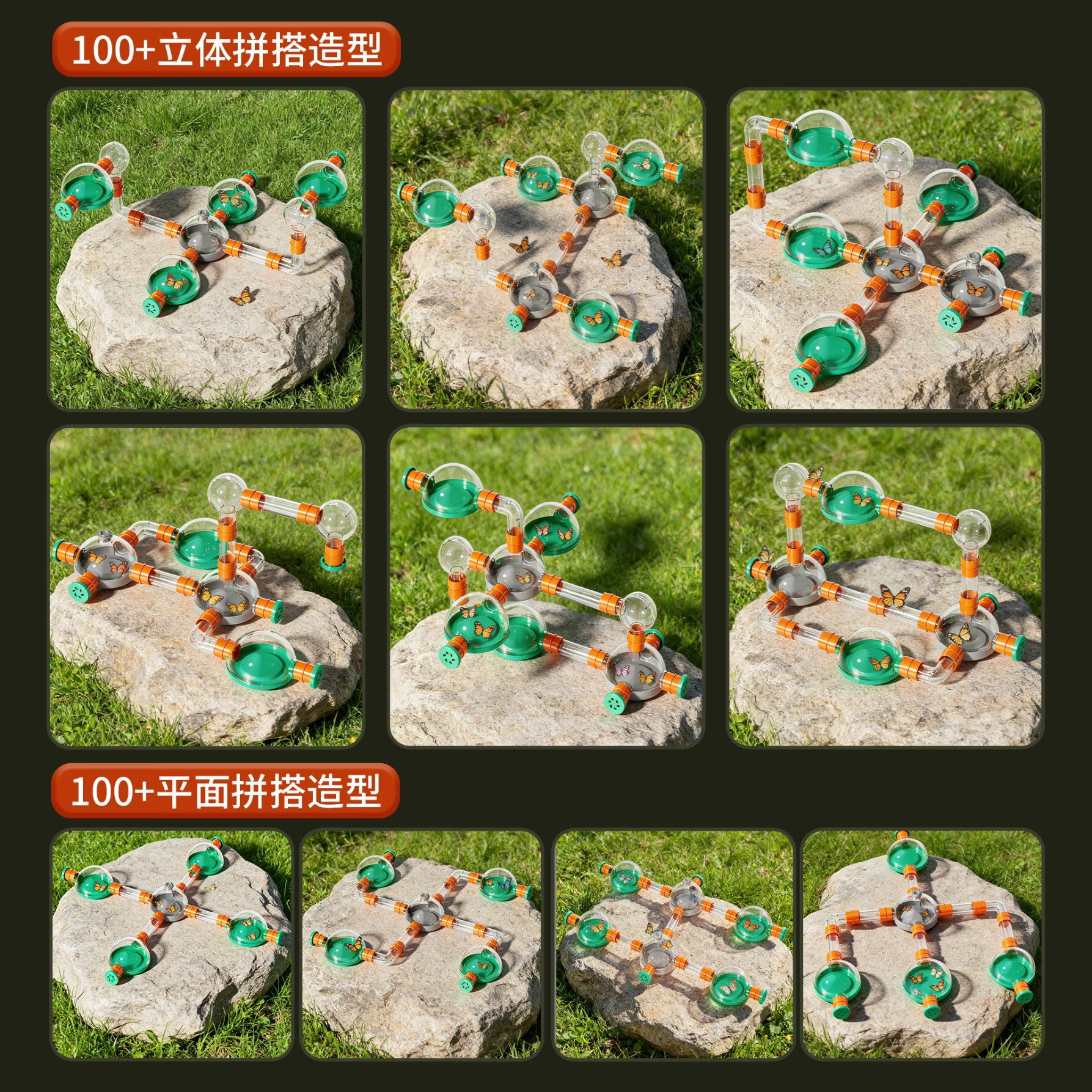 妙儿亲儿童昆虫饲养拼插积木观察盒户外探索套装可伸缩显微镜科学实验 豪华组【伸缩显微镜套装+养殖观察盒套装】