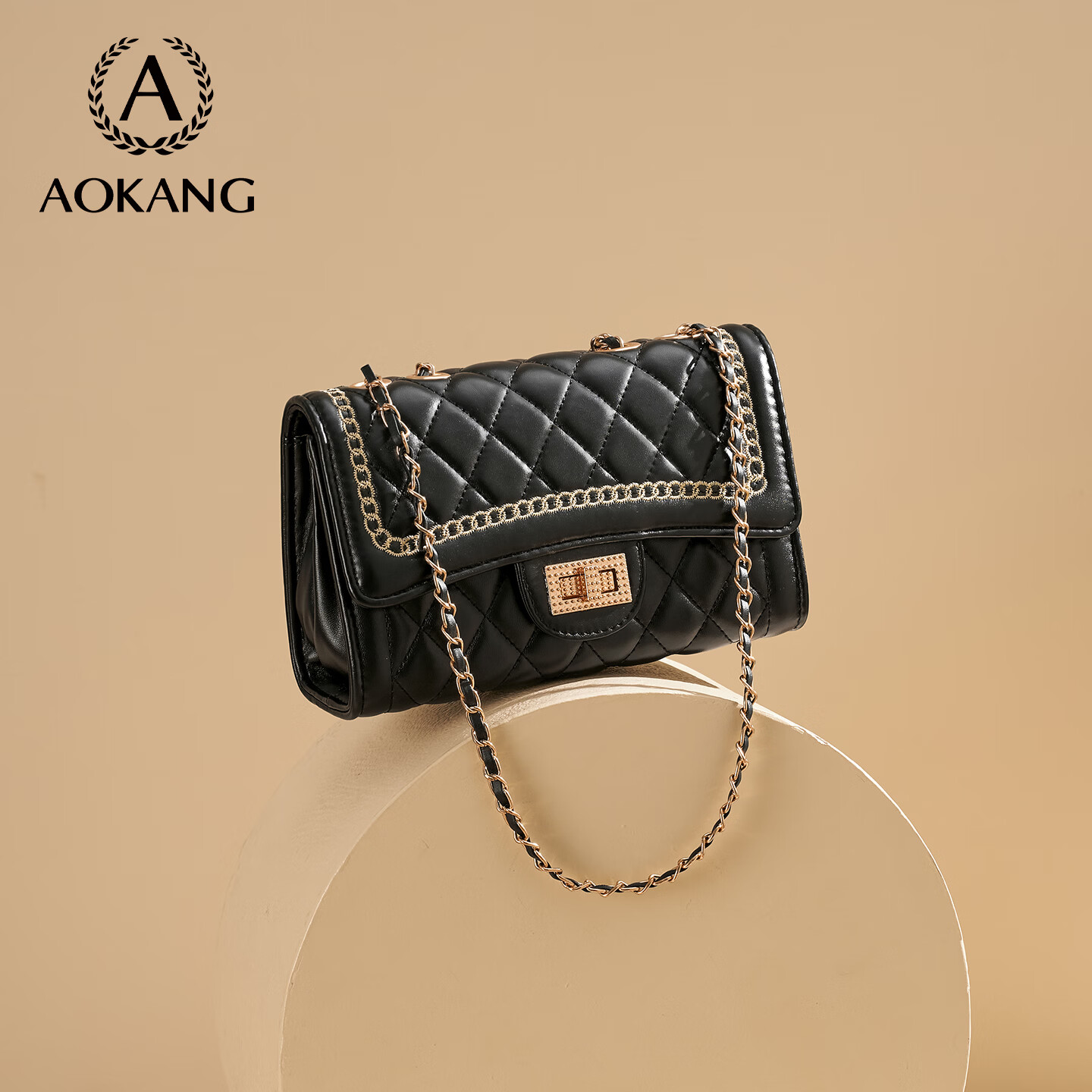 奥康（Aokang）包包女包托特单肩包经典复古斜挎包手提包生日礼物高级感实用 经典黑BG703794