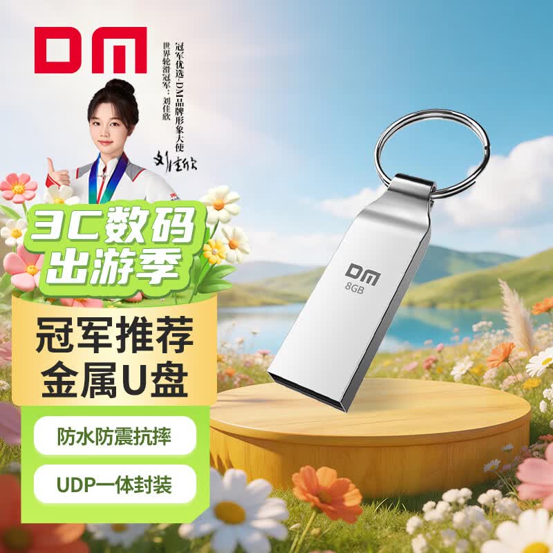DM大迈 8GB USB2.0 U盘 金属PD076小风铃 招标投标小u盘防水防震电脑车载优盘