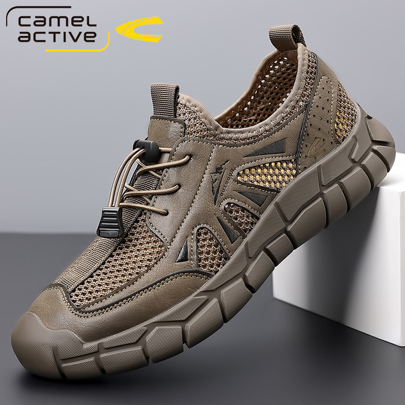 骆驼动感(camel active)男鞋2026夏季新款透气网面鞋男户外徒步防滑轻便休闲登山徒步鞋子 卡其色 42 (260mm)