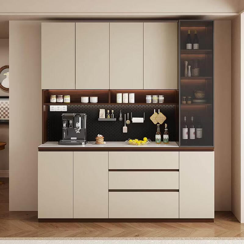 溥畔风餐边柜置物靠墙一体储物收纳柜子客厅酒柜茶水咖啡柜吧台 [满墙柜]六门240x40x240丨整柜18MM厚