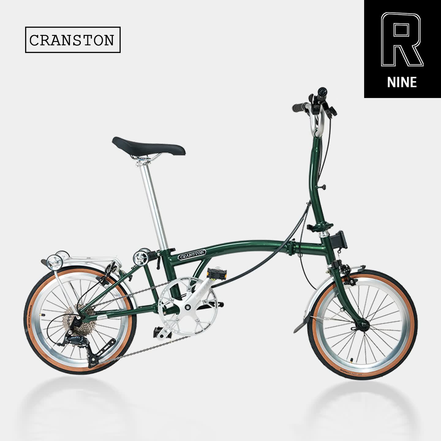 CRANSTON R9 16寸9速三折叠成人超轻便携城市复古男女同款小布折叠自行车 R9 邮政绿/M把 9速 16英寸