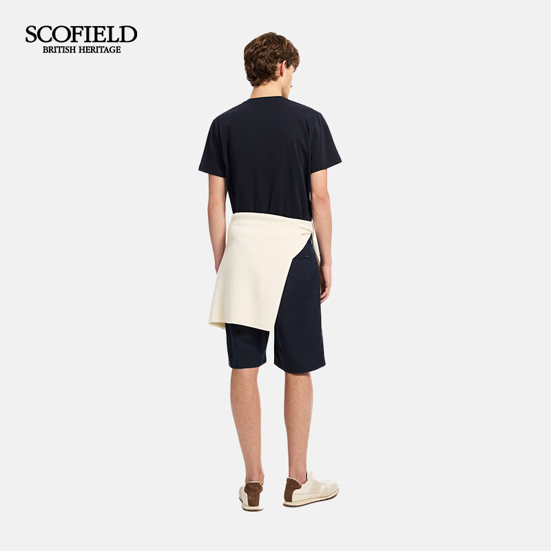 Scofield男士26年夏季新款新疆棉短款宽松通勤舒适休闲短袖T恤男 藏青色 M (170)