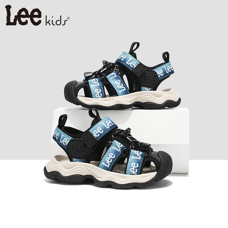 Lee童鞋夏季新款儿童包头涉水凉鞋女童百搭防滑沙滩鞋男大童 黑蓝 36 【建议脚长225mm】
