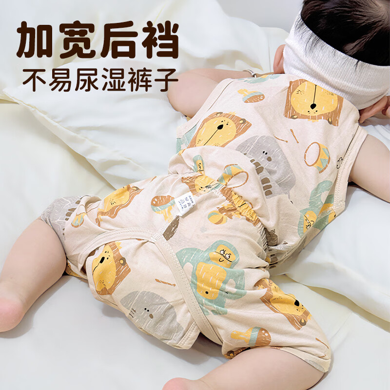wua·wua婴儿衣服夏季薄款裤子儿童开裆裤背心分体套装纯棉家居服睡衣上衣 马戏团套装（背心+裤子） 90 (适合12-18月 体重18-26斤)