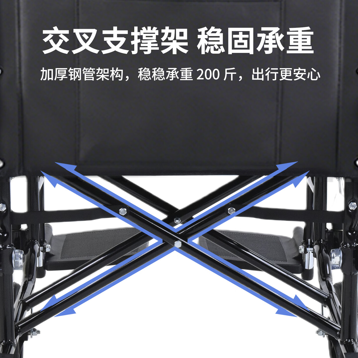 筱明老人轮椅折叠轻便家用可折叠四轮手动免充气便携医用辅助代步 【升级加固】24寸钢丝辐条轮实心胎