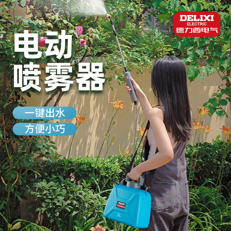 德力西（DELIXI）电动喷雾器家用小型浇花消毒农用高压打药机农药喷洒器喷壶 5L标准款（满电用120分钟左右）