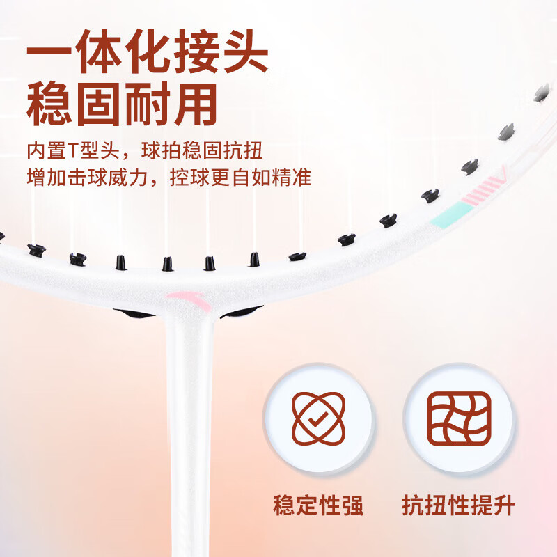 ANTA安踏(ANTA)羽毛球拍专业级碳素超轻耐打对拍羽毛球球拍蓝白粉白 超轻训练碳素【单拍】【赠六球+2手胶+球包】