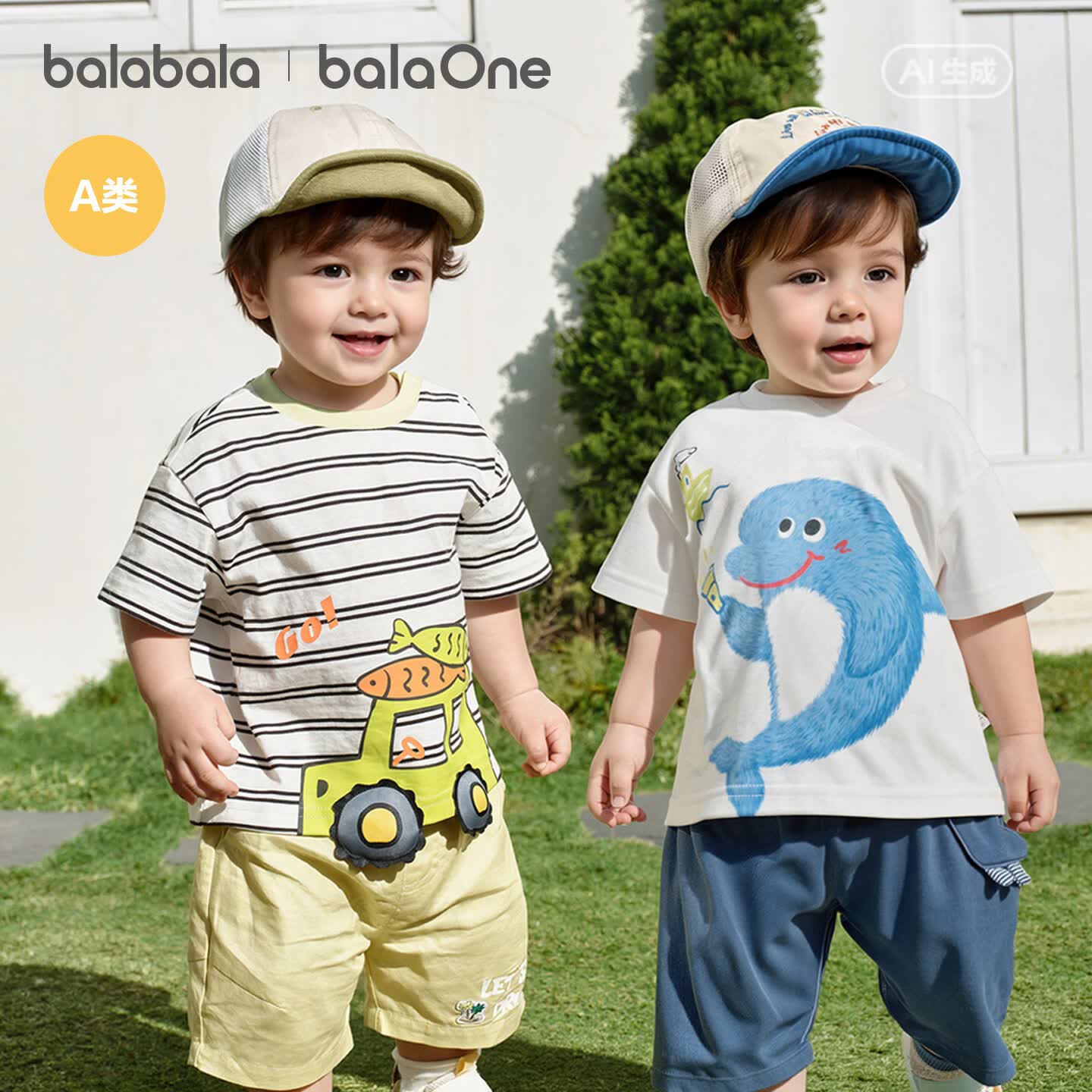 巴拉巴拉童装宝宝短袖t恤男童女童婴儿上衣2026新款夏季可爱萌趣纯棉衣服 本白10101 100 (偏大,建议选小一码)