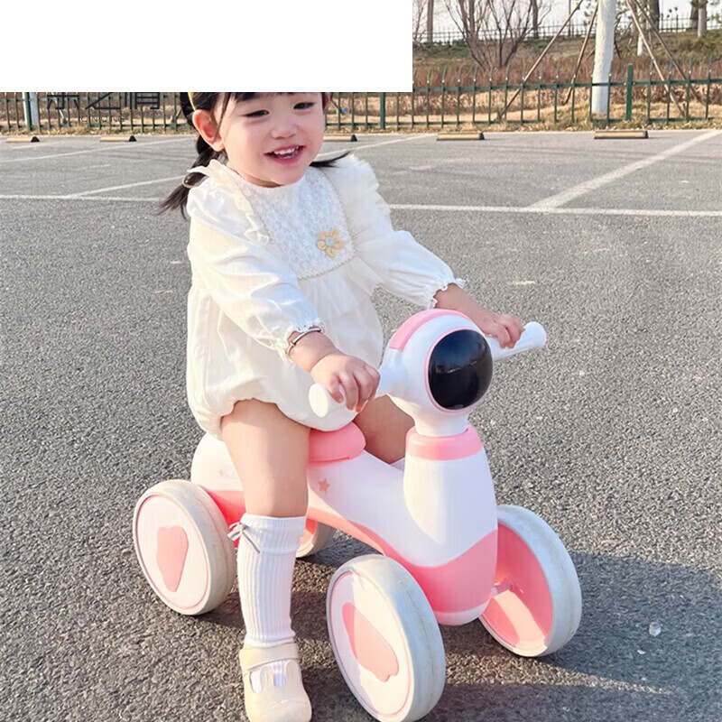 惠珍裕儿童平衡车1一3岁宝宝学步车婴幼儿无脚踏滑步小孩四轮滑行溜定制 太空粉带音乐灯光 礼品