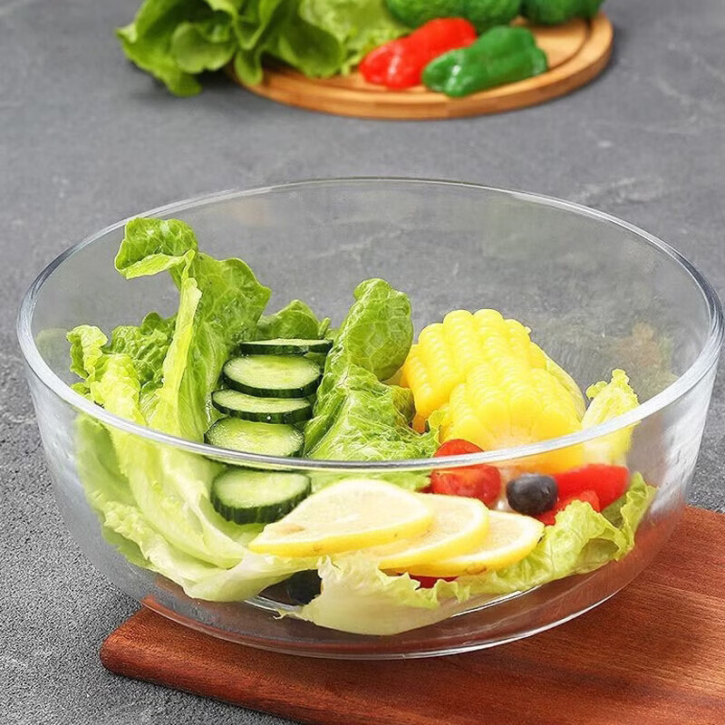 【甄选直发】水晶玻璃透明玻璃沙拉碗家用耐热泡面大碗大号汤碗甜 玻璃泡面碗小号