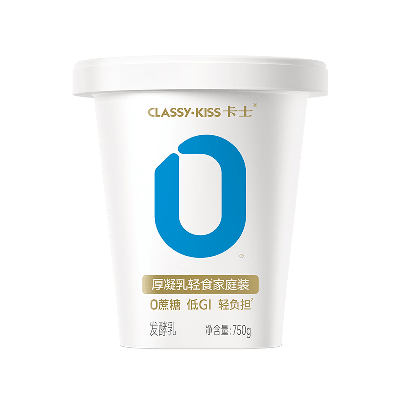 卡士（CLASSY.KISS）007厚凝乳轻食家庭装750g 无蔗糖原味 低GI益生菌 低温酸奶