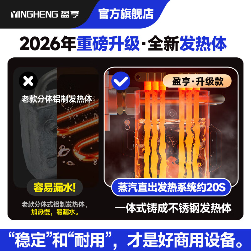 盈亨商用蒸汽清洁机高温高压家政家电清洗空调工具家用多功能一体机清洁设备高温厨房油烟去油污清洗机 商用O³臭氧版【屏显款+双控】标配
