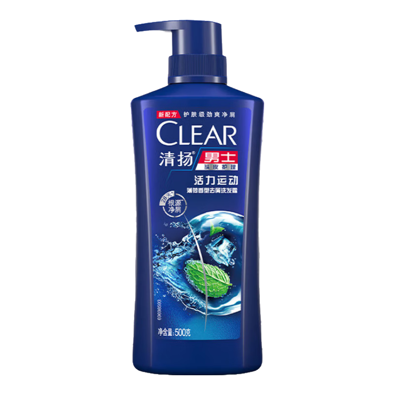 清揚（CLEAR）男士去屑洗發(fā)水清爽控油活力運動(dòng)型青檸薄荷醇蓬松洗頭膏冰感洗發(fā) 清揚活力運動(dòng)500g