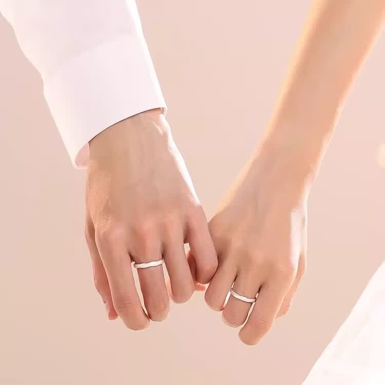 JIUZUANCAI999足银流沙情侣戒指指环轻奢情人节生日520送男女友礼物纯银饰品 【流沙戒指】男女一对(官方礼盒+国检证书)