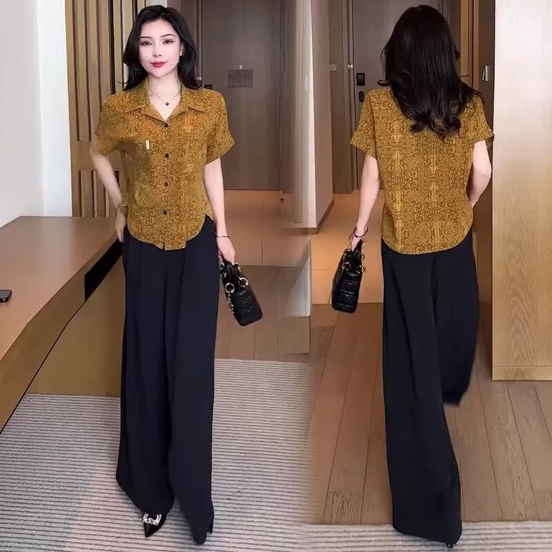 忻依美短袖衬衫女2026夏季新款宽松显瘦小个子气质减龄衬衣百搭休闲小衫 黄色 L （105-120斤）